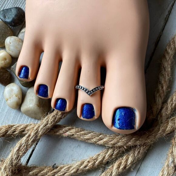 Sterling Silver V Shaped Dotted Toe Ring - Picture 1 of 3